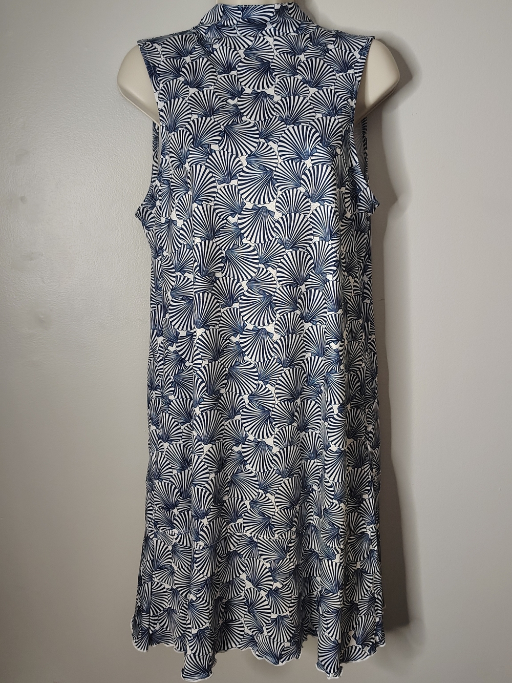X by Gottex Blue & White Ruffle Seashell Golf Tennis Dress Women's Size Large
